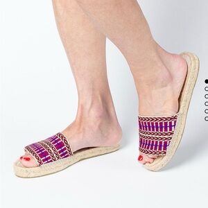 Guanabana Magenta & Purple Woven Espadrille Slides